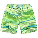FedMois Jungen Badeshorts Schnelltrocknend Kinder Badehose Schwimmshorts, Grün, 9-10 Jahre (Gr....