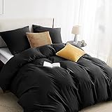 BEDSURE Bettwäsche 200x220 3teilig Schwarz - 1 Bettbezug 200x220 cm + 2 Kissenbezüge 80X80 cm,...