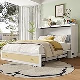 BXEYXE Schrankbett, 140 x 200, Mobiles Schrankbett mit Schubladen am Bettende und Regal am Kopfende...