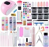 Nagelstudio Set, 6 Farben Acrylpulver Acryl Nagelset mit Elektrische Nagelfräser, 72W UV Lampe,...