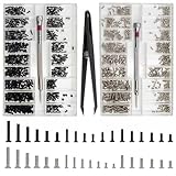 1000 Stück Kleine Schrauben Sortiment Kit, M1.2 M1.4 M2 Winzige Mikroschrauben Set, Uhrenbrille...