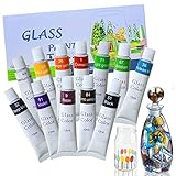 Glasfarbe Ungiftige Farbe für Glas Permanente Glasmalerei Kits 12 Farben Glasmalerei Acrylfarbe...