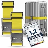 Travely® Premium Koffergurt - Besonders Auffällig & Sicher - Inkl. 2 Namensschildern - Gepäckband...