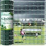 Amagabeli Maschendrahtzaun 120cm höhe steckzaun 20M Rostfrei Gartenzaun Zaun PVC-beschichteter 100...