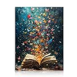 Dazzlewall Farbiges Schmetterlings Leinwand Bilder, Vintage Buch Schmetterling Ästhetik Wandbilder...