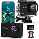 TIMNUT 4K 60FPS Action Cam, Unterwasserkamera mit 64G SD Karte 48MP HD WiFi Kamera mit EIS 40M...
