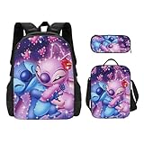 XOUPDA Stitch and Angel Rucksack, niedlicher Schulrucksack, Cartoon-Rucksack, Schulbuchtasche,...