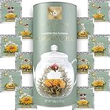 Teabloom Teeblumen Sortiment – 12 Sorten Blumentee in Eleganter Geschenk Teebox – 36 Aufgüsse...