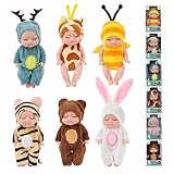 Jooheli Babypuppe, 6 Stück Baby Mini Puppen, Mini Reborn Puppen, Waschbares Babypuppen Set,...