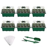Fuuner Gewächshaus Anzuchtkasten Packung mit 6 Stück 72 Zellen Anzuchtschale,Keimung Starter Tray...