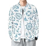 TZTTZT Jacken für Herren – Ruder Segelschiff, lässig, leicht, mit Reißverschluss, Bomberjacke...