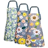 Heyu-Lotus 3 Stück Blumenschürzen mit Tasche, blühende Damenschürzen, wasserdicht, verstellbar,...