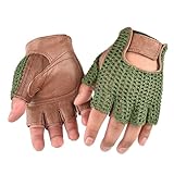 YIGZYCN 1 Paar Herren-Handschuhe, Wolle, Leder, Halbfinger, Fitness, Radfahren, Outdoor-Handschuhe...