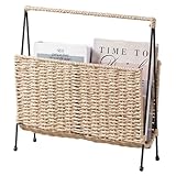 Boho Zeitschriftenhalter, gewebtes Papier und Eisenständer, 35,1 x 9,9 x 35,1 cm, stilvoller...