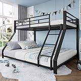 NovaFurnish Etagenbett, 90x200cm+140x200 cm, Geländer, Stufe, EN747 Zertifiziert, ohne Matratze,...