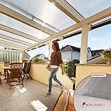 Acrylshop24 Terrassendach Terrassenüberdachung Carport Komplettset Polycarbonat 16mm X-Struktur...