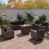 JORVIMAX Outdoor-Terrassen-Sofa-Set, 6-teiliges Rattanmöbel, Terrassen-Gesprächssets mit...