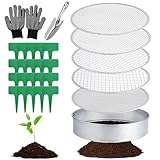 Gartensieb Rund, 5 in1 Gartensieb Edelstahl 30 cm, mit 5 Austauschbare Siebeinsätze Ø 3,6,9,10,12...