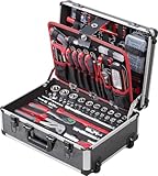 Kerting 230 Pieces – Tool Set – with Wheels – Telescopic Handle/Professional Tool Box...
