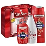Old Spice Tin Box Geschenkset mit Captain Deostick, Duschgel und Aftershave-Lotion, langanhaltender...