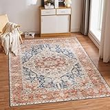 CHOSHOME Teppich Wohnzimmer Waschbarer Vintage Kurzflor Teppich Orientalisch Weiche Teppich für...