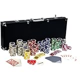 GAMES PLANET Pokerkoffer aus Aluminium mit 500 12g Laser-Chips mit Metallkern, Silver oder Black...