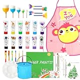 TAVADA 63-Teiliges Fingerfarben Kinder Ungiftig ab 2 Jahre,Waschbar(12 Farben x 60 ml),Fingerfarben...