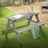 ML-Design Kindersitzgarnitur für Draußen, Grau, Sitzgruppe Outdoor 2 Bänke mit Tisch, Garten...