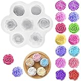 3D Silikonform Blumen, 7-fach Blumenform, Fondantform mit Rosen- und Pfingstrosenmotiv, DIY Blumen...
