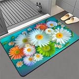 Gänseblümchen Badezimmerteppich Badematte rutschfest, Bathroom Mat Mats, Diatomite Stone Bath Mat,...