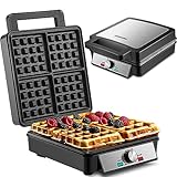 XXL 4er Waffeleisen | 1200 Watt | Waffelautomat | Paninigrill | Waffeltoaster | Waffle Maker |...