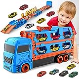 VATOS Transport Truck Spielzeugautos für Jungen im Alter von 3, 4, 5, 6 Jahren, tragbares Rennbahn...
