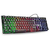 Rii Gaming Tastatur PC, PS4 Tastatur USB, Regenbogen Beleuchtete Tastatur LED, Gaming Keyboard ideal...