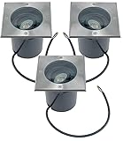 JungesLicht 3x Bodeneinbauleuchte außen, schwenkbar, GU10, Edelstahl Bodenstrahler IP67, 2000kg...