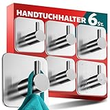 Menz Handtuchhalter ohne Bohren 6er SET - Handtuchhaken Bad Edelstahl, klassisch-funktionale Haken...