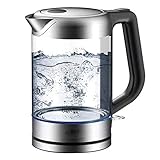 USMCPQVXN Tragbarer elektrischer Wasserkocher, 1,8L Elektrische Teekanne Aus Glas (Bpa-frei), 100%...