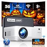 Beamer, Full HD 1080P 10000 Lumen Beamer 5G WiFi Bluetooth Beamer 4K Unterstützt, Heimkino Video...