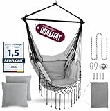 HEIMLING® Hängesessel Indoor & Outdoor XXL [All Inclusive Paket mit Aufhängung + 3 Kissen]...