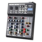 Klein Mischpult 4 Kanal Stereo Live Mischpulte, Audio Mixer Mini Musik Mixer, DJ Mischer Board...