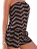 HAHAEMMA Damen Strapless trägerlos Weg von der Schulter kurzer Overall Sexy Sommer Strand mit Druck...