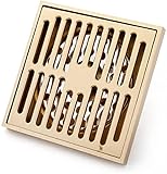 Duschrinne aus Messing, 10,2 cm, abnehmbare Abdeckung, Gitterrost, quadratischer Bodenabtropfer mit...
