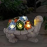 Yeomoo Solar Gartenfiguren Schildkröte Gartendeko für Draußen, mit Sukkulenten und 7 LED Leuchten...