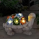Yeomoo Solar Gartenfiguren Schildkröte Gartendeko für Draußen, mit Sukkulenten und 7 LED Leuchten...
