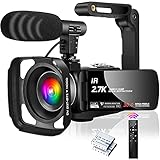 Camcorder 2.7K Videokamera 30MP IR Nachtsicht Camcorder 16X Digital Zoom Videokamera für YouTube...