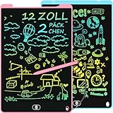 Bunte LCD Schreibtafel 12 Zoll, [2er Pack] Electight Zeichentafel mit Sperr-& Löschfunktion,...