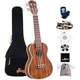 Winzz Ukulele Konzert 23 Zoll Erwachsene Kinder Anfänger Set, Ukulele Holz KOA Beste für Profis