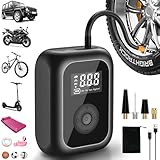 Elektrische Fahrradpumpe 6000mAh, Luftpumpe Mini Kompressor für Reifen 10,3 bar, Kabelloser...