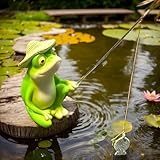 Znnhnn Gartenteich Deko Angeln Figur aus Harz Gartendeko Figuren,Miniteich Deko Angeln Figur,Frosch...