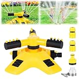 vsshe Garten Sprenger Automatisch, 360° Rotierender Rasensprenger mit 3 Armen, Verstellbarer...