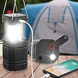 Solar Camping Handkurbel Laterne, Tragbare Ultrahelle LED-Taschenlampe, 30-35 Stunden Laufzeit,...